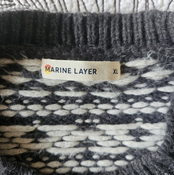 GUC Marine Layer Jill Fair Isle Wool Alpaca Crew Sweater Charcoal Cream XL - Picture 8 of 11